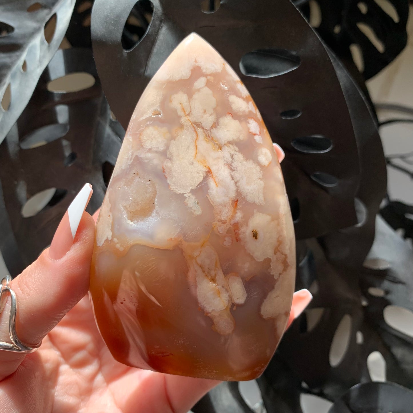 Flower Agate Flame with Druzy